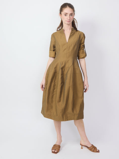 linen utility dress Cotton Shirt Dress Rina Belted Mid-Length