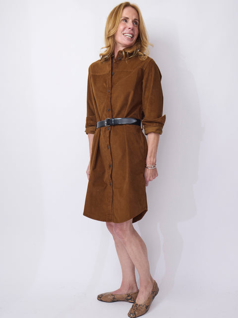 Donna Shirt Dress, Tobacco