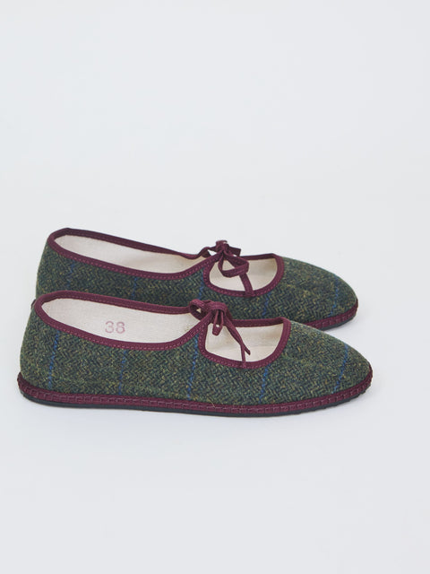 Brigitte Wool, green/bordeaux