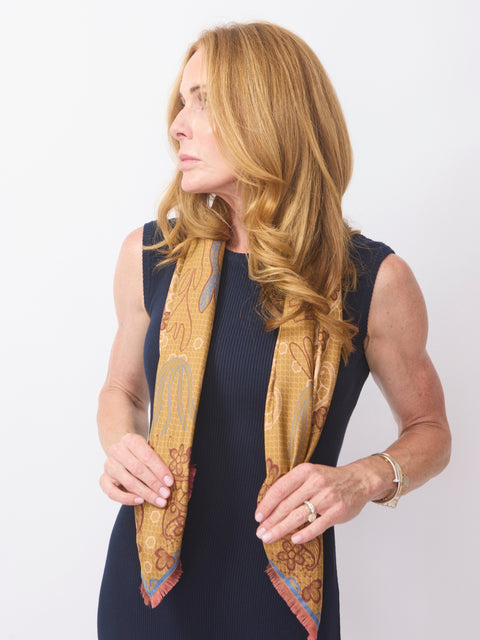 Cialda Reversible Silk Scarf, Lace Vines