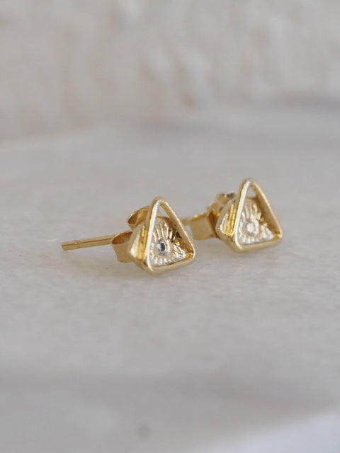 Tiny Eye Diamond Studs, 14k