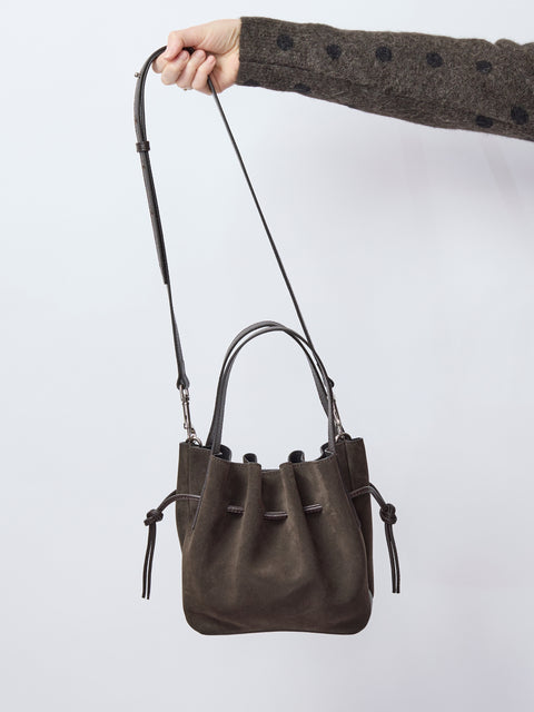 Mini Scallop Tote Suede, Ganache