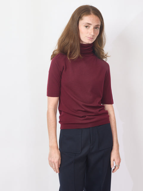Short-Sleeve Turtleneck, Sloe Gin