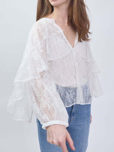 Hazan Ruffle Top, Cream