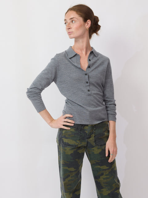 Polo Neck Sweater, Heather Grey