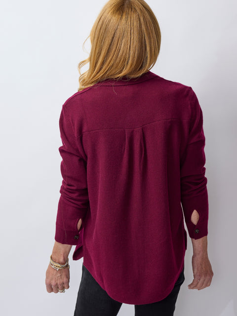 Cashmere Shirt Cardigan, cordovan