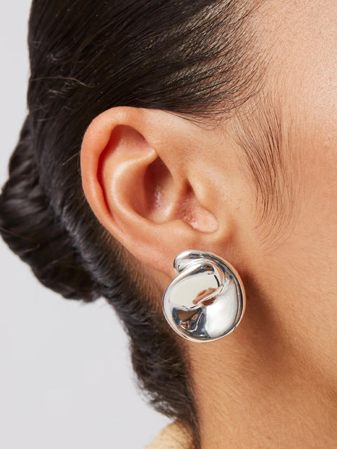 Rio Button Earrings, Silver