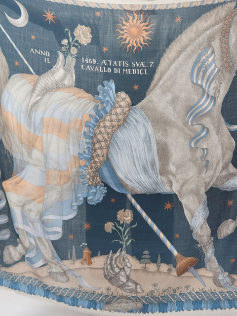 The Celestial Steed, Mercury/Moonstone  Wool/Silk 135cm x 135cm