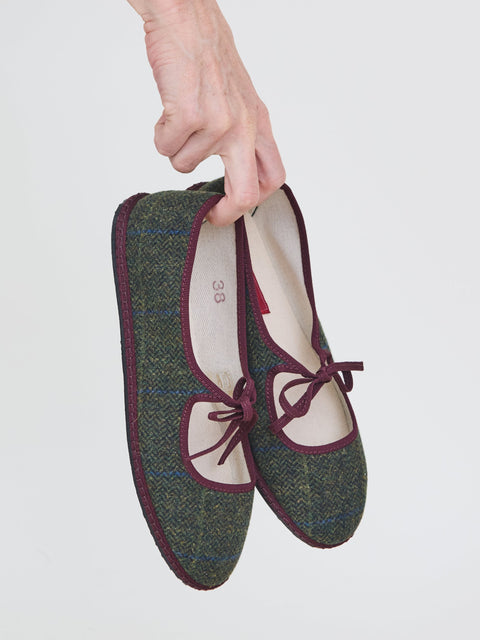 Brigitte Wool, green/bordeaux