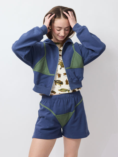 Bikini Bod Zip-Up Hoodie, blue/green