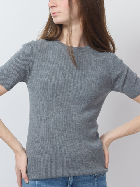 Ribbed Merino Tee, Graphite