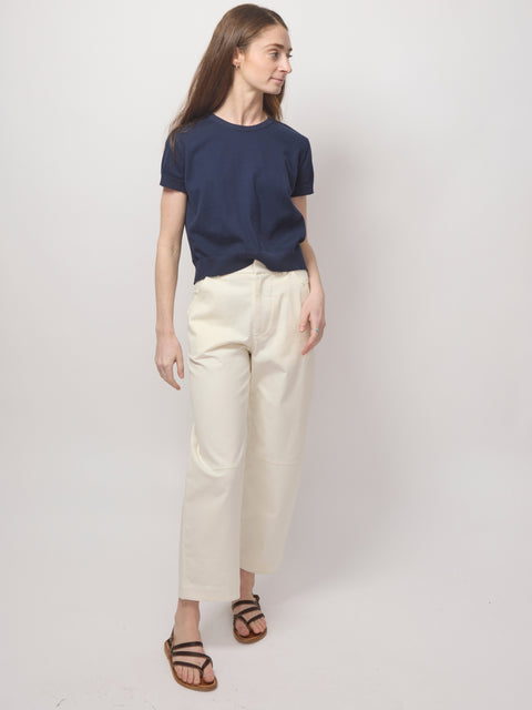 Cotton SS Cropped Sweater, Marritimo