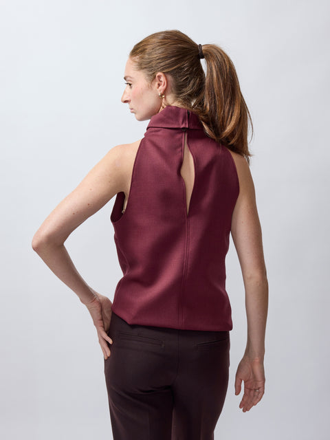 Top Weave Wool Halter, Merlot