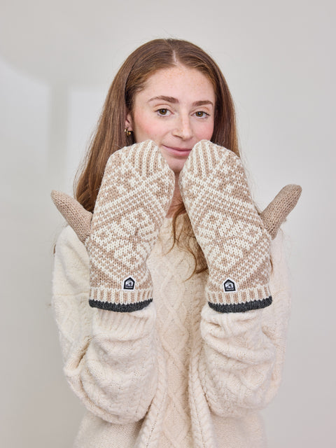 Nordic Wool Mitt, Beige/Off White