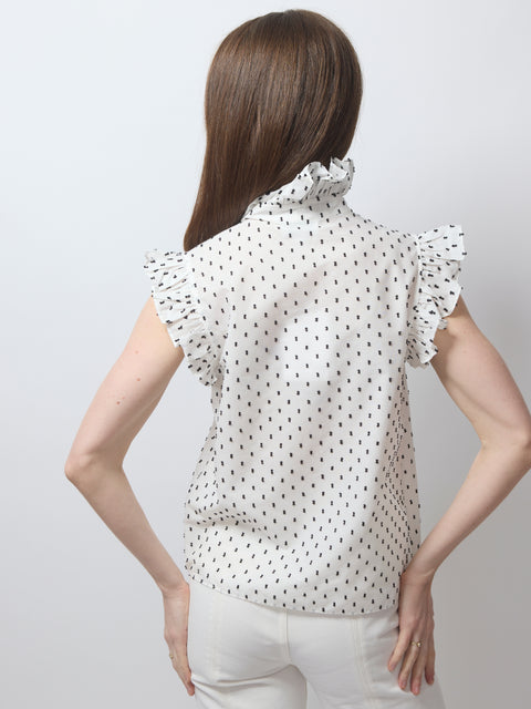 Marfa Top, white black dot
