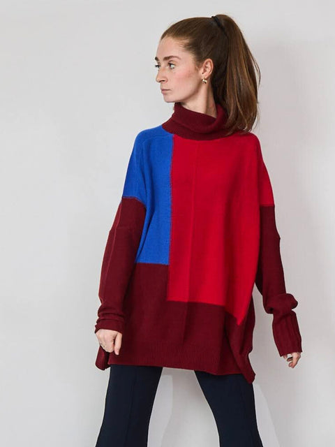 Oversized Turtleneck, rosewood combo