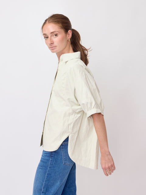 Claude Faux Leather Top, White