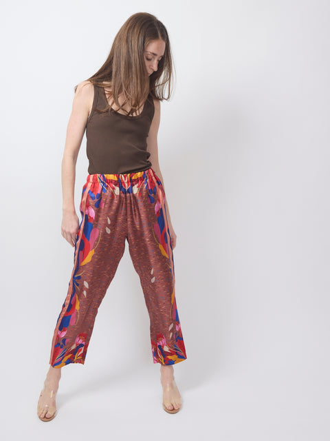Aloe Silk Trousers, dusty rose