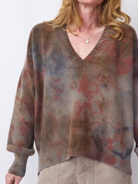 Deep V Sweater, Fall Leaves