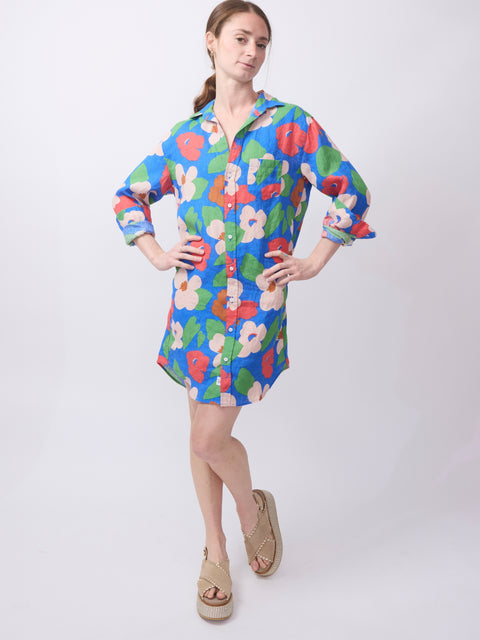 Mary, Bright Blue Floral