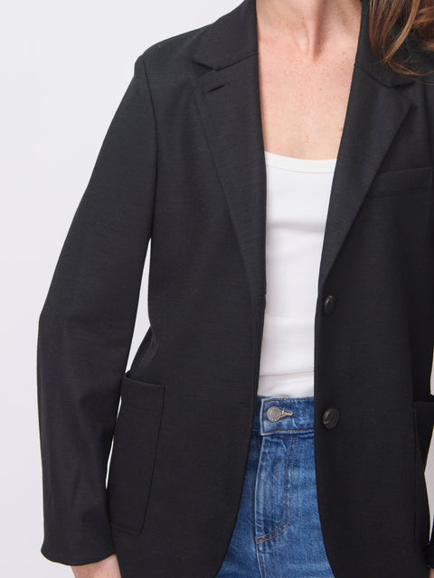 Collared Merino Blazer, Black