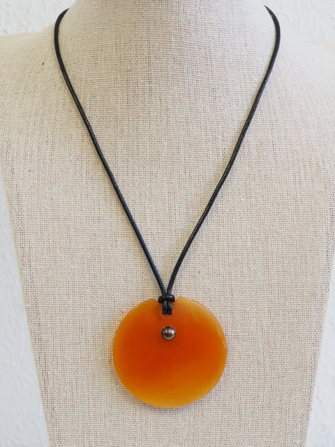 Luna Pendant, carnelian/black pearl