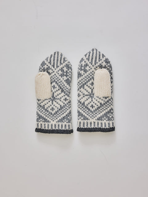 Nordic Wool Mitt, Grey/Off White