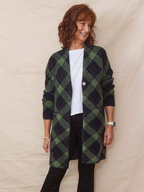 Plaid Sweater Jacket, Black