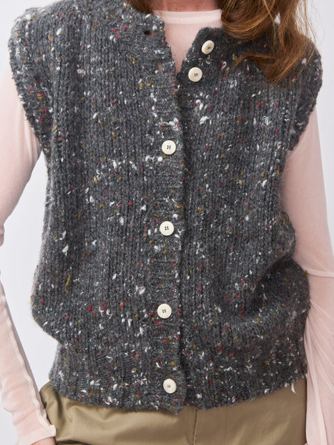 Gilet Knitted Tweed in Maglia, Antracite