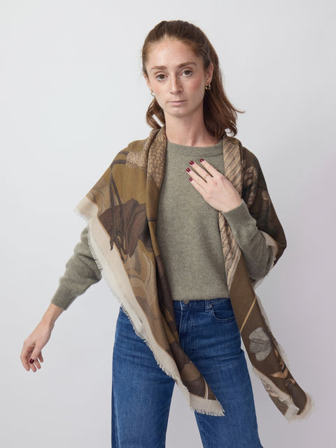 Wind Dancer, Heaven Caller, 135cm silk/wool, Bronze/Umber