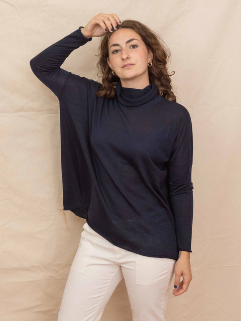 Superfine High Neck, Navy