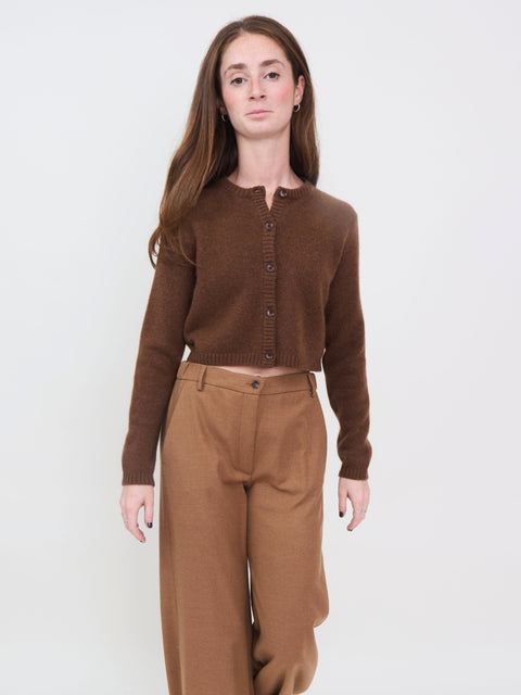 Cropped Cardigan, castagno