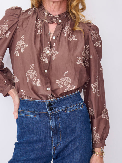 Annabel Doe Elderflower Shirt, Medium Brown