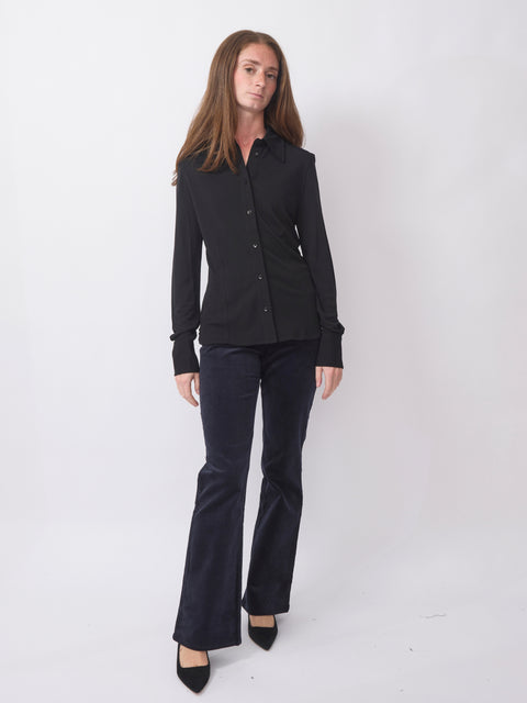 Merce Slim Button Up, Black