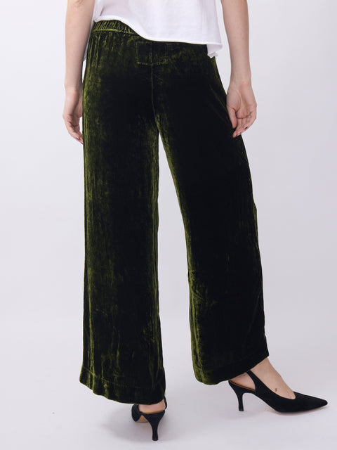 Maisie Crop Wide-Leg Pant, Green Velvet