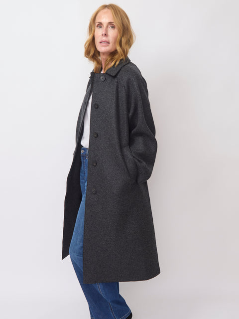 Balmacaan Cashmere Coat, Anthracite Twill