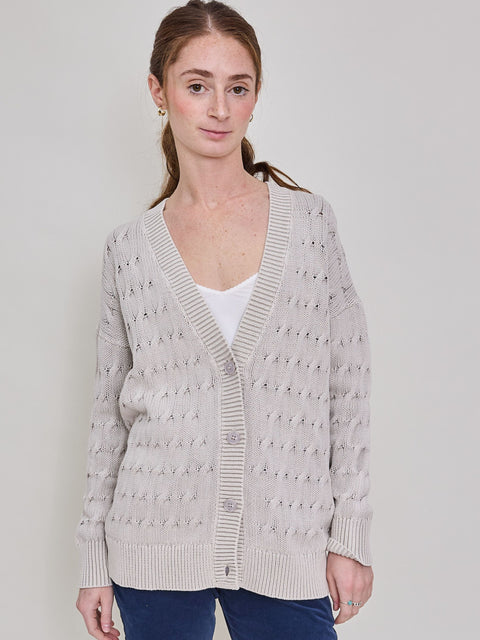 Cable Vee Cardigan, Dune