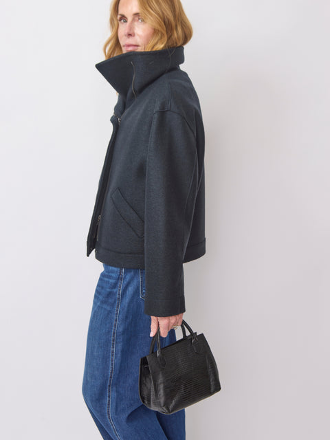Mini Lizard Embossed Daybag, Black