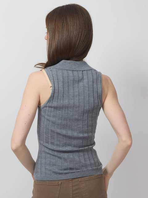 Collared Vest, Graphite