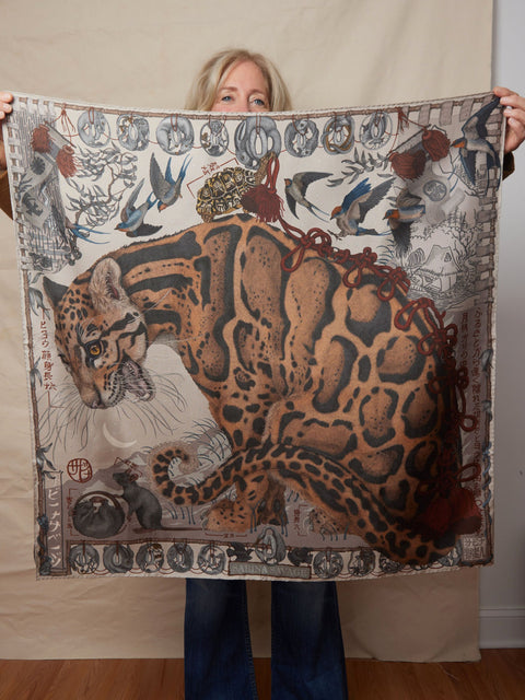 Lunar leopard, 90 cm silk, Champagne