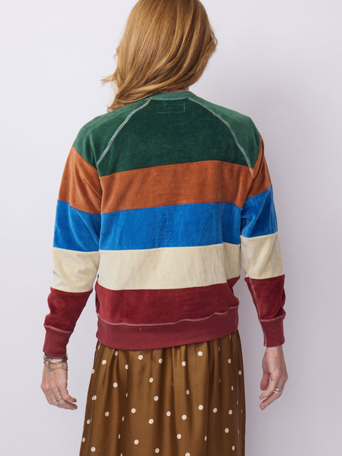 Pieced Stripe Velour College Sweatshirt, Arroyo Stripe