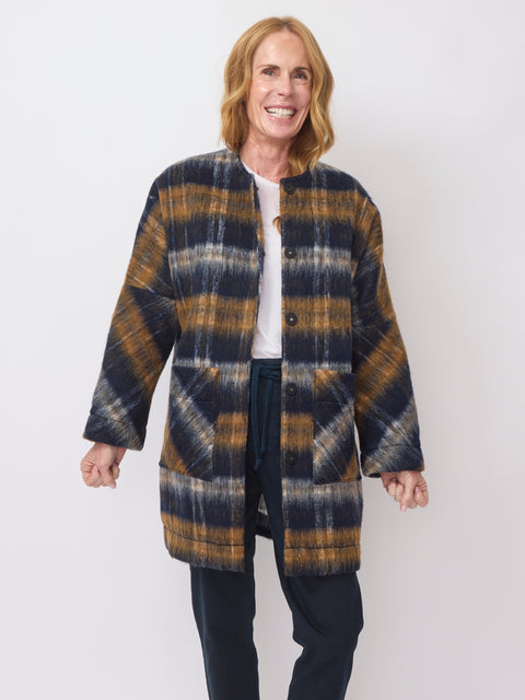 Bex Coat Brushed Plaid, Laurel