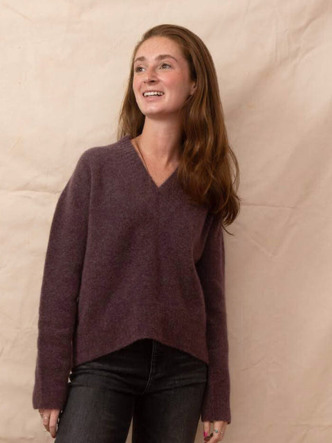 Alpaca V-neck, barolo