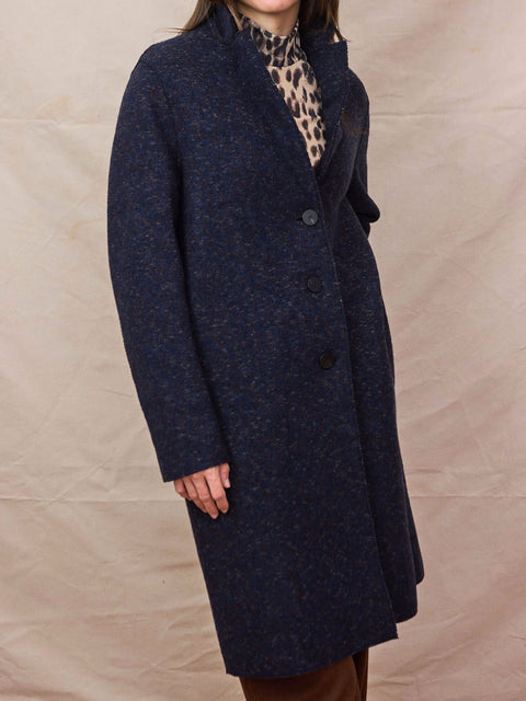 Boiled Wool Overcoat, midnight mouline