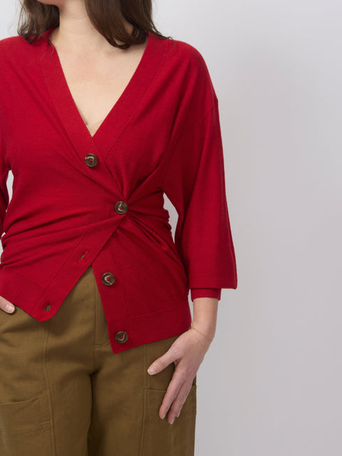 Drippy Tissue Cardigan, Deep red