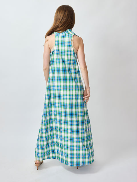 Take It or Sleeveless Dress, blue/green plaid