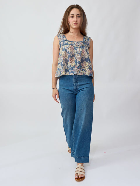 Victorian Tank, Indigo Floral
