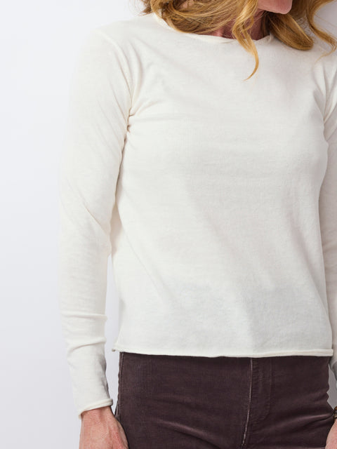 Cotton/Cashmere L/S Crew, white