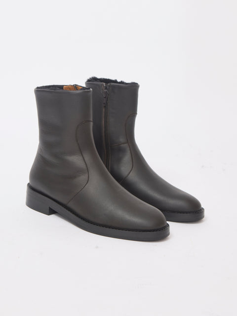 Theo Shearling Boot, dark brown leather
