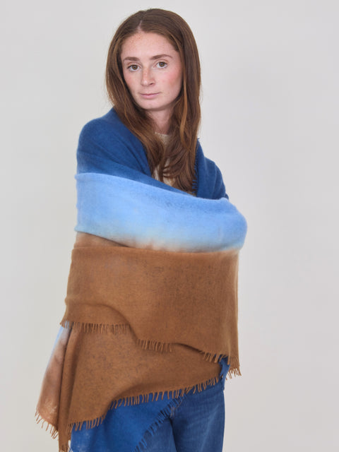 Luxo Cashmere Scarf, brown & blues